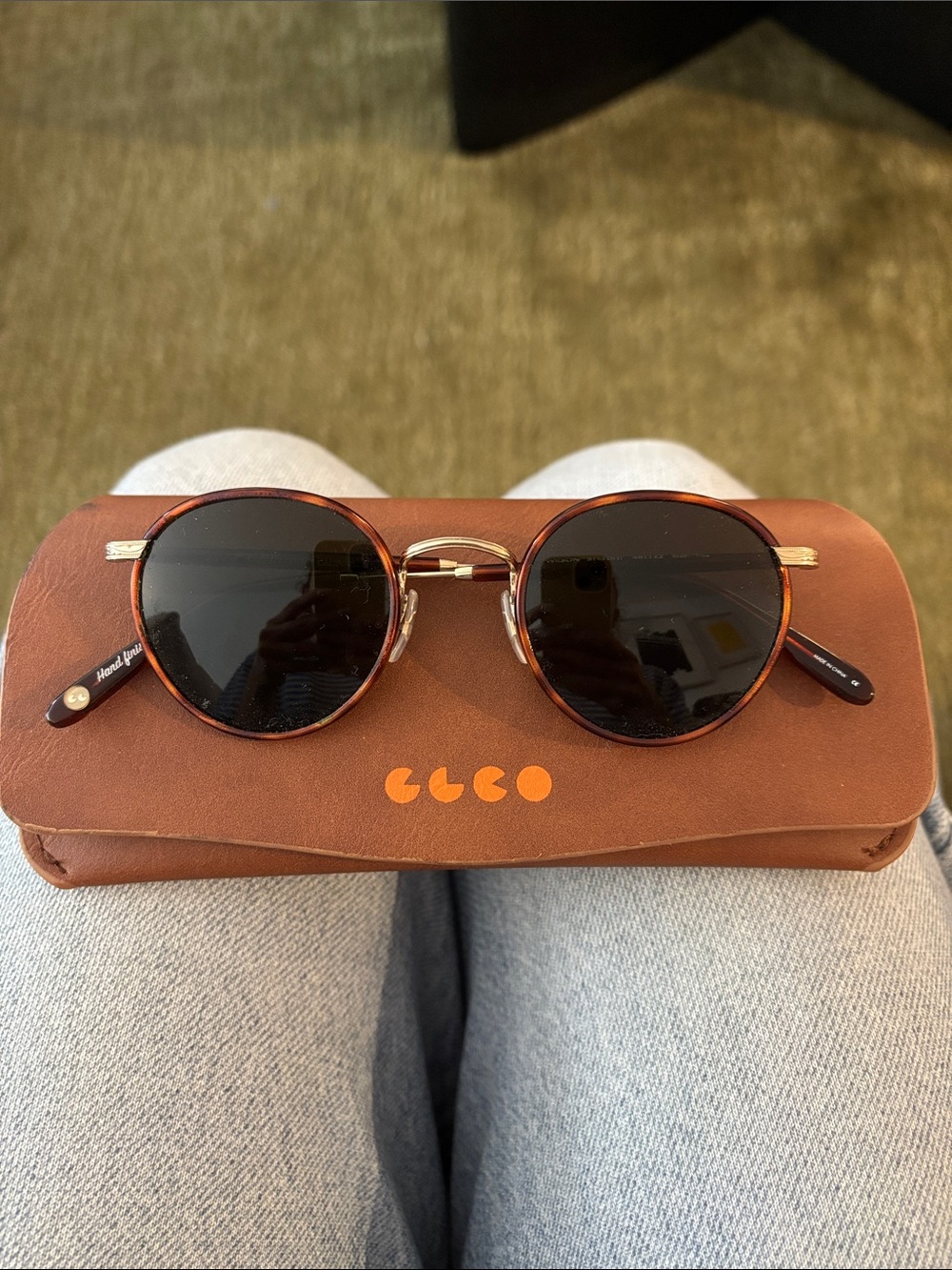 Garrett Leigh Wilson Sun Round Tortoiseshell Frame Sunglasses with Black Lenses